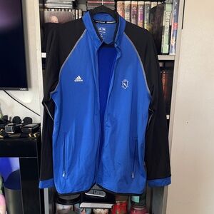 Adidas Men's Blue and Black fleece lined jacket